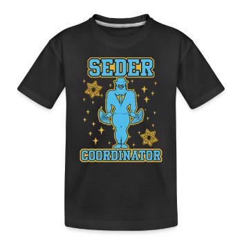 Jewish Family Pesach Seder Coordinator - Kids' Premium Organic T-Shirt - black - Front