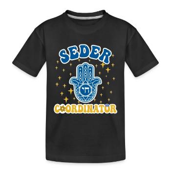 Jewish Family Pesach Seder Coordinator - Kids' Premium Organic T-Shirt - black - Front