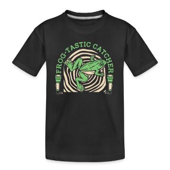 Frog Tastic Catcher Kaulquappe Laubfrosch Frosch - Kinder Premium Bio T-Shirt - Schwarz - Vorne