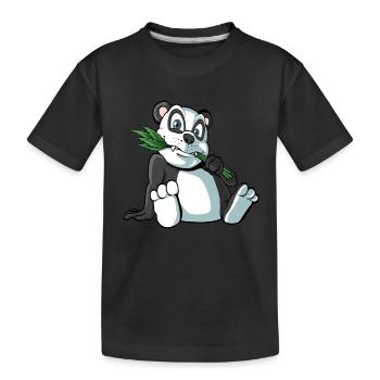 Cute panda bear with bamboo - Kids' Premium Organic T-Shirt - black - Front