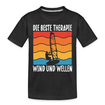Die Beste Therapie Wind Und Wellen - Kinder Premium Bio T-Shirt - Schwarz - Vorne