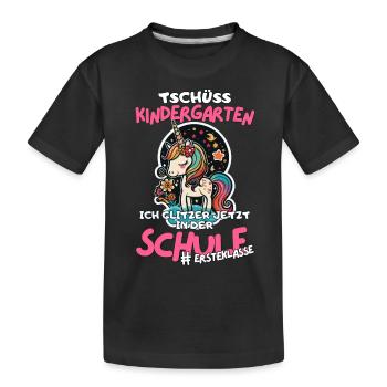 Glitzernde Einschulungsgeschenkidee für Mädchen - Kinder Premium Bio T-Shirt - Schwarz - Vorne