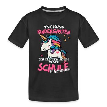 Magisches Einhorn Einschulungsgeschenk für Mädchen - Kinder Premium Bio T-Shirt - Schwarz - Vorne