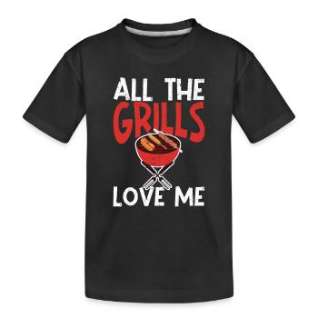 All grills love me funny cricket lovers - Kids' Premium Organic T-Shirt - black - Front
