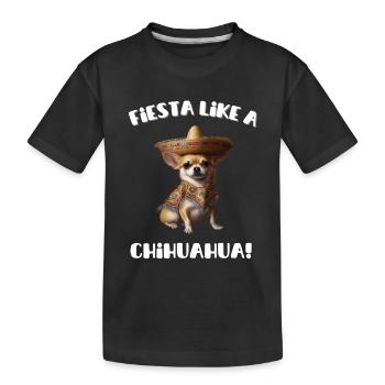 Chihuahua wearing a sombrero Fiesta saying - Kids' Premium Organic T-Shirt - black - Front