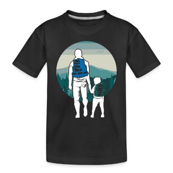 Vatertags Vater Sohn Wandern Bergsteiger Partner - Kinder Premium Bio T-Shirt - Schwarz - Vorne