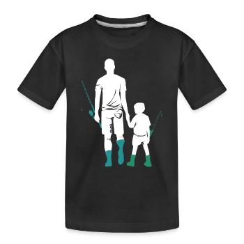 Vater Sohn Passenden Fischer - Kinder Premium Bio T-Shirt - Schwarz - Vorne