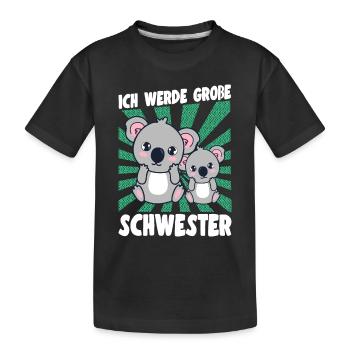 Bald Große Schwester Verkündung Koala Mädchen - Kinder Premium Bio T-Shirt - Schwarz - Vorne