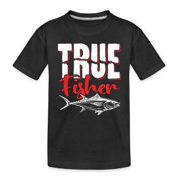 Fidèle pêcheur pêchant dicton - T-shirt bio Premium Enfant - noir - Devant