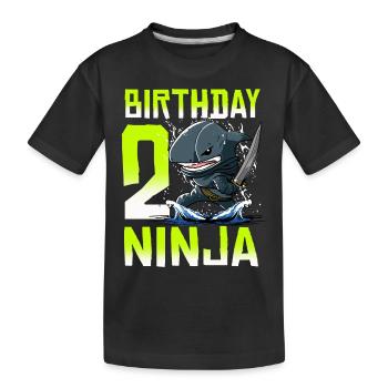 Shark Ninja I’m 2 - Action Anniversaire sous-marin - T-shirt bio Premium Enfant - noir - Devant