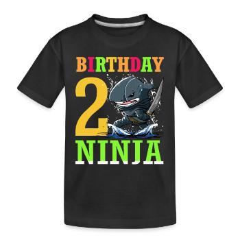 Shark Ninja I'm 2 - Action Underwater Birthday - Kids' Premium Organic T-Shirt - black - Front