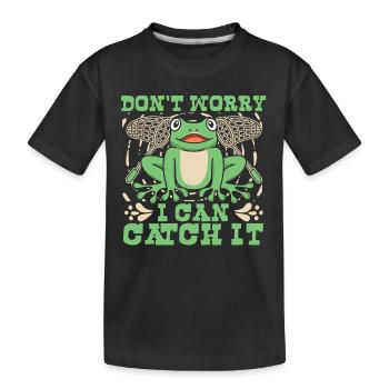 Don't Worry I Can Catch It Laubfrosch Kröte - Kinder Premium Bio T-Shirt - Schwarz - Vorne