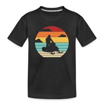 Retro Motorschlitten Schneemotorrad Snowmobile - Kinder Premium Bio T-Shirt - Schwarz - Vorne
