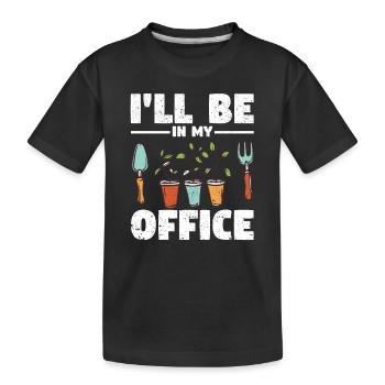 Je serai dans mon bureau Jardin amusant jardinage - T-shirt bio Premium Enfant - noir - Devant