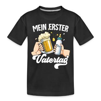Erster Vatertag - Kinder Premium Bio T-Shirt - Schwarz - Vorne