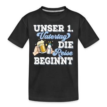 Erster Vatertag - Kinder Premium Bio T-Shirt - Schwarz - Vorne