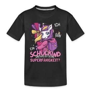 Schulkind Magisches Einhorn für Schulanfang Schule - Kinder Premium Bio T-Shirt - Schwarz - Vorne