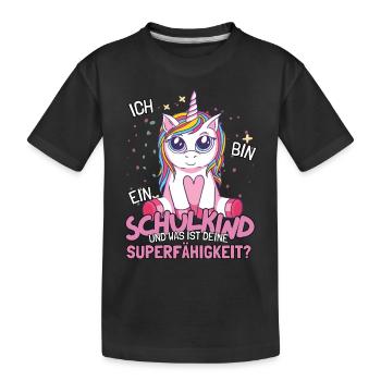 Schulkind Outfit Einschulung Einhorn Schulanfang - Kinder Premium Bio T-Shirt - Schwarz - Vorne
