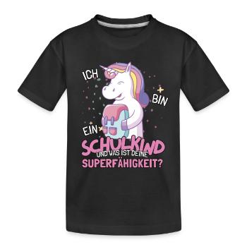 Schulkind Süßes Einhorn für Einschulung Schulstart - Kinder Premium Bio T-Shirt - Schwarz - Vorne