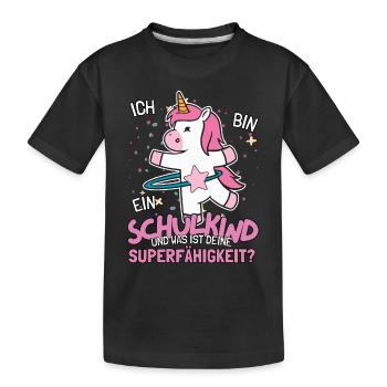 Schulkind Einhorn für Mädchen zur Einschulung - Kinder Premium Bio T-Shirt - Schwarz - Vorne
