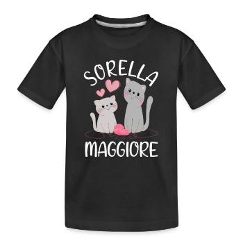Sorella Maggiore Gattino Annuncio Gravidanza - Kinder Premium Bio T-Shirt - Schwarz - Vorne