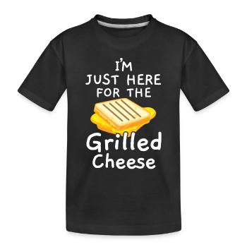 Je ne suis ici que gourmet pour le fromage grillé - T-shirt bio Premium Enfant - noir - Devant