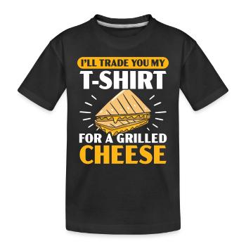 J’échange mon T-shirt contre un fromage grillé - T-shirt bio Premium Enfant - noir - Devant