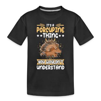 Stachelschweine Stachelschwein Geschenk - Kinder Premium Bio T-Shirt - Schwarz - Vorne