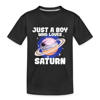 Saturn Planet Geschenk - Kinder Premium Bio T-Shirt - Schwarz - Vorne