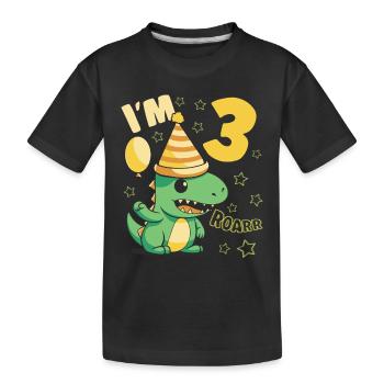 Dinosaur Birthday Party 3 Year Old Boy 3 Yrs Gift - Kinder Premium Bio T-Shirt - Schwarz - Vorne