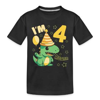 Dinosaur Birthday Party 4 Year Old Boy 4 Yrs Gift - Kinder Premium Bio T-Shirt - Schwarz - Vorne
