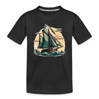 Boat Sailboat Sailing - Kids' Premium Organic T-Shirt - black - Front