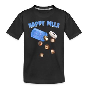 Happy Pills Hedghogs Lustige Skurrile Igelliebe - Kinder Premium Bio T-Shirt - Schwarz - Vorne