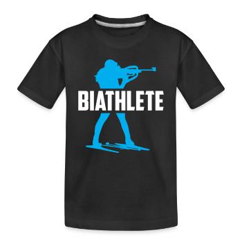 Biathlet Sport Biathlon Biathlons Biathletin - Kinder Premium Bio T-Shirt - Schwarz - Vorne