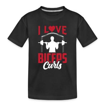 J’adore biceps boucles dictons muscles biceps - T-shirt bio Premium Enfant - noir - Devant