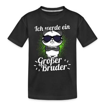 Panda Ich Werde Ein Großer Bruder Schwangerschaft - Kinder Premium Bio T-Shirt - Schwarz - Vorne