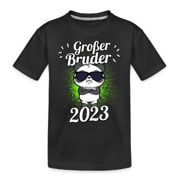 Panda Großer Bruder 2023 Schwangerschaft verkünden - Kinder Premium Bio T-Shirt - Schwarz - Vorne