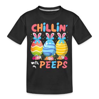 Chillin With My Peeps, Funny Easter Bunny - Kids' Premium Organic T-Shirt - black - Front