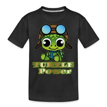 Turtle Power - Kinder Premium Bio T-Shirt - Schwarz - Vorne