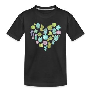 Succulent Cactus Succa Lover Heart Plant - Kids' Premium Organic T-Shirt - black - Front