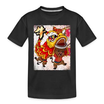 Year of the Ox Lunar New Year Chinese - Kids' Premium Organic T-Shirt - black - Front