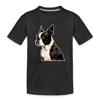 Boston Terrier - Kinder Premium Bio T-Shirt - Schwarz - Vorne