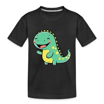 Niedlicher Cartoon-Dinosaurier für Dino-Fans - Kinder Premium Bio T-Shirt - Schwarz - Vorne