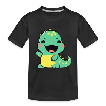 Niedlicher Cartoon-Dinosaurier für Dino-Fans - Kinder Premium Bio T-Shirt - Schwarz - Vorne