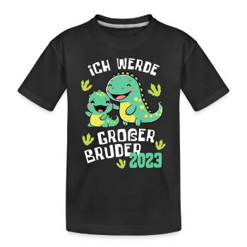 Ich werde großer Bruder 2023 Dino Brüder für Jungs - Kinder Premium Bio T-Shirt - Schwarz - Vorne