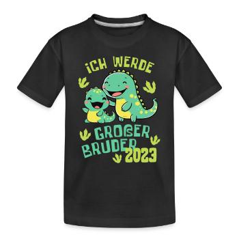 Ich werde großer Bruder 2023 Dino Brüder für Jungs - Kinder Premium Bio T-Shirt - Schwarz - Vorne