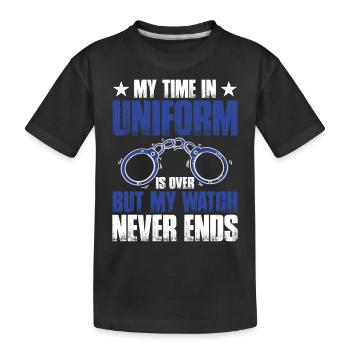 Mon temps en uniforme est terminé policier - T-shirt bio Premium Enfant - noir - Devant