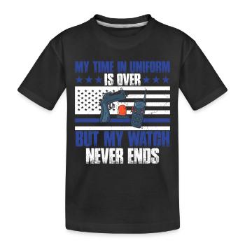 Mon temps en uniforme est terminé policier - T-shirt bio Premium Enfant - noir - Devant