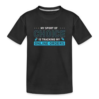 Online-Shop Meine Lieblingssportart verfolgt meine - Kinder Premium Bio T-Shirt - Schwarz - Vorne