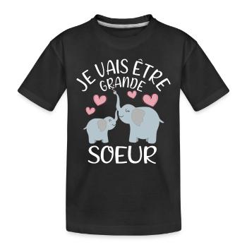 Future Grande Sœur Eléphant - Kinder Premium Bio T-Shirt - Schwarz - Vorne